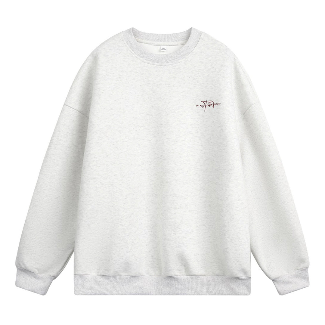 Unisex Boxy Sweatshirt with minimal script embroidery and ribbed hem Mune Fashion