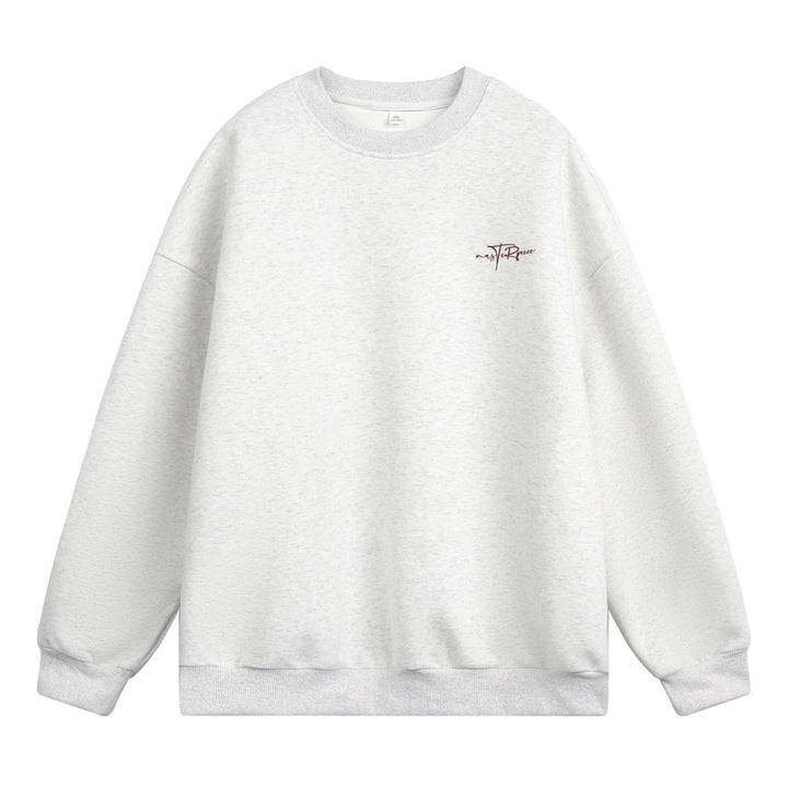 Unisex Boxy Sweatshirt with minimal script embroidery and ribbed hem Mune Fashion