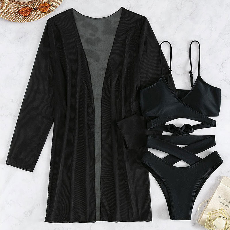 Women Triangle Bikini Set with sophisticated wrap detail Mune Fashion