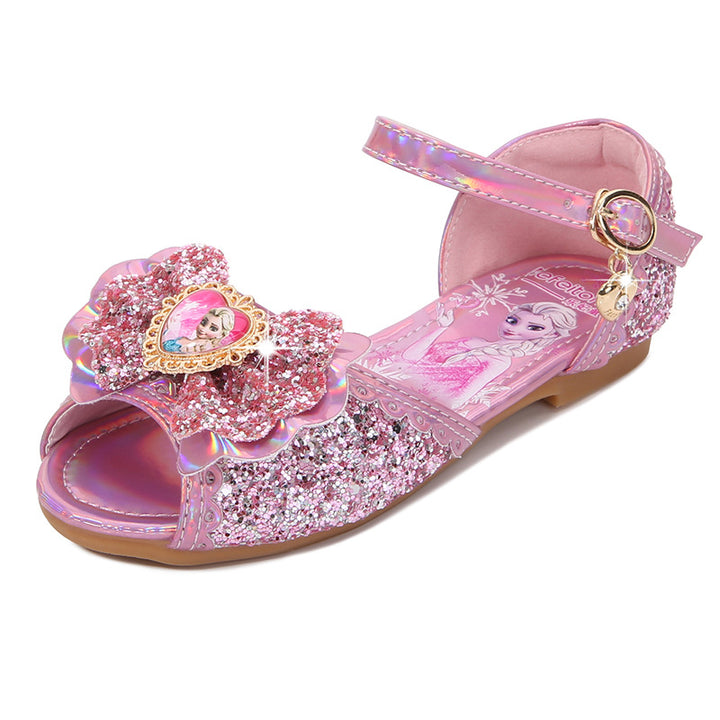 Girls Glittering Sandals with Unique Floral Design Mune Fashion