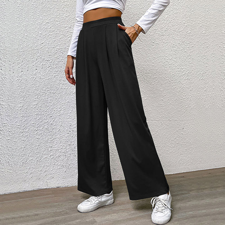 Ladies Wide High-Waist Trousers with Pleats and Palazzo Silhouette Mune Fashion