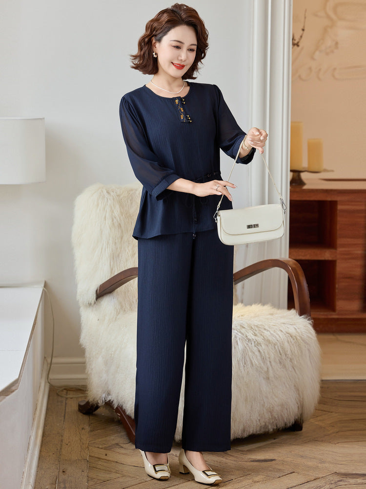 Women Elegant Two Piece Pants Set