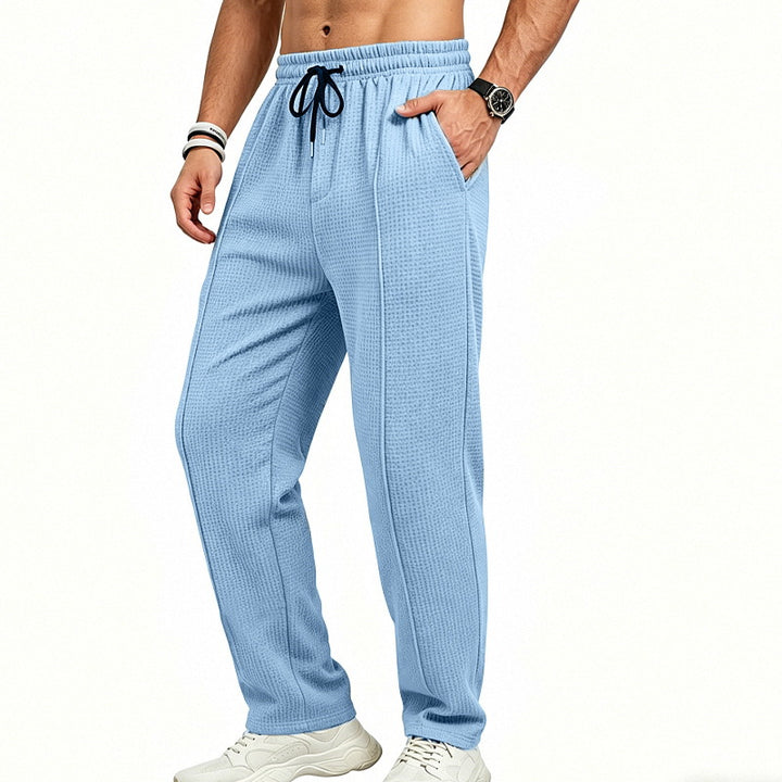 Men's Textured Relax-Fit Jogging Pants with Crease and Drawstring Mune Fashion