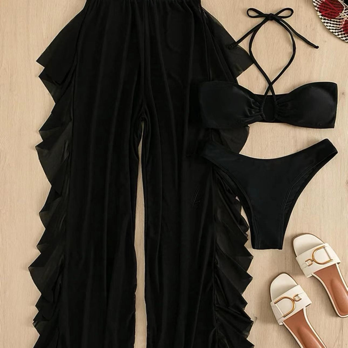 Women Bikini Set with airy ruffle pants Mune Fashion