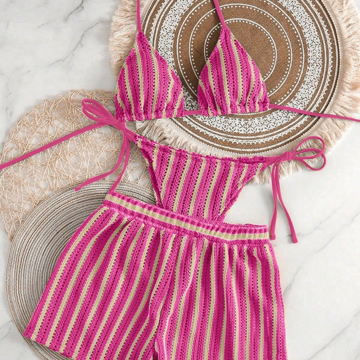 Women's bikini set with gathered top and high-waisted shorts Mune Fashion