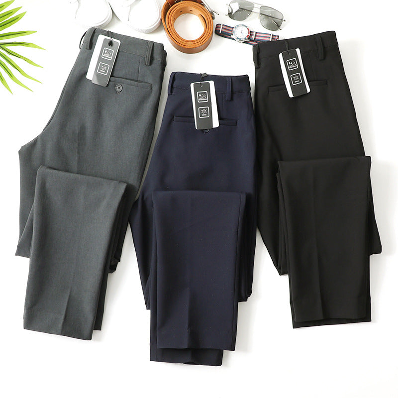 Men's Elegant Straight Cut Suit Trousers with Fold and Straight Leg Mune Fashion