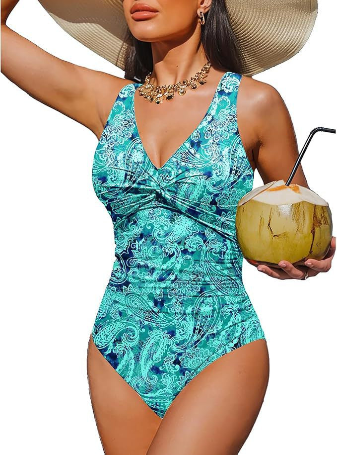 Ladies Elegant One-Piece Swimsuit with Fashionable Twist Mune Fashion