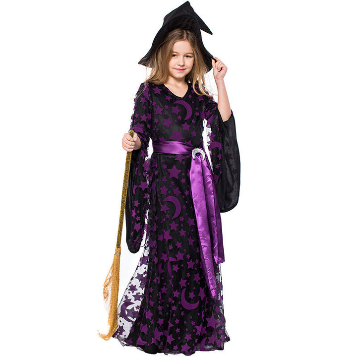 Girls Wizard Costume with Shimmering Cape and Detailed Hat Mune Fashion