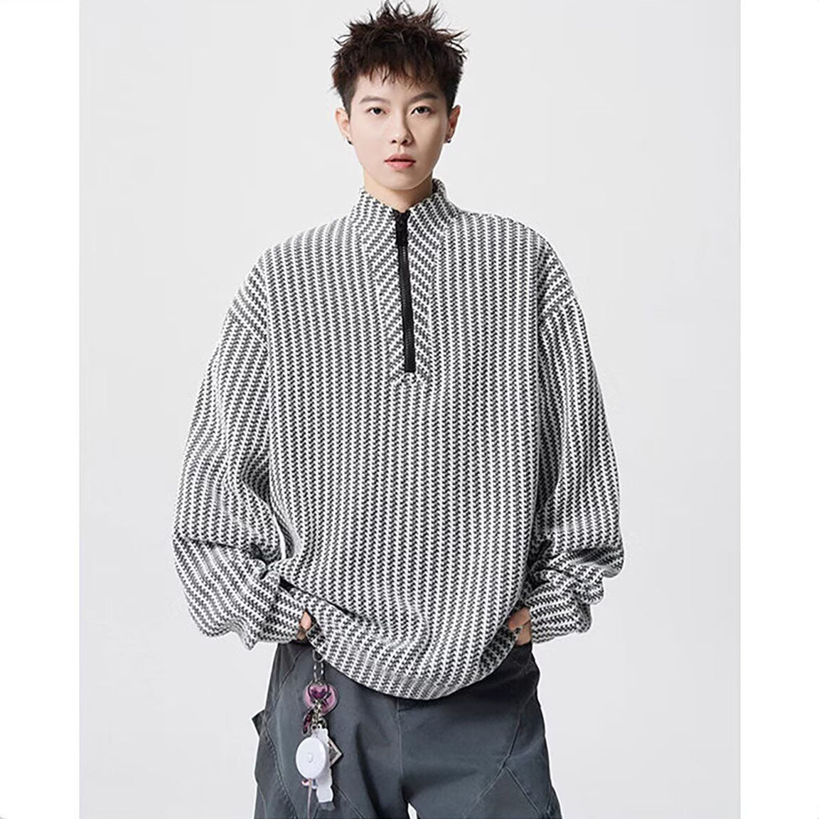 Women's Oversized Sweatshirt with Stand-Up Collar Mune Fashion