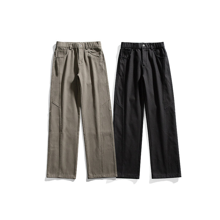 Herren Gerade geschnittene Utility-Hose mit elastischem Bund und markanten Ziernähten Mune Fashion