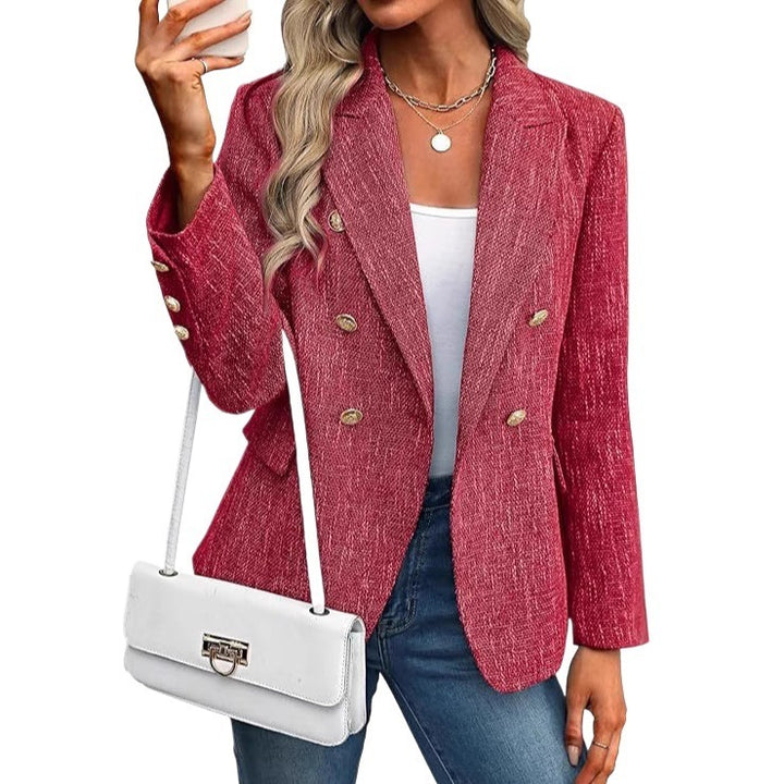 Women's Fashionable Double-Breasted Blazer Jacket