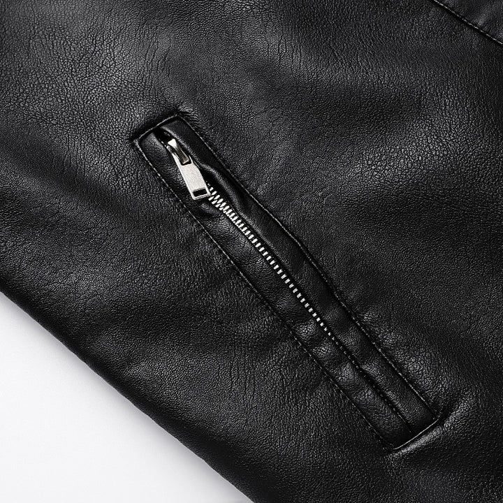 Men's faux leather bomber jacket with ribbed cuffs, stand-up collar and concealed zipper pockets Mune Fashion