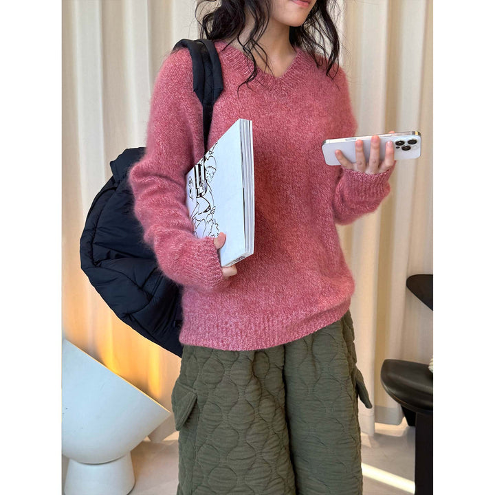 Women's Fluffy Mohair-Look Sweater with Oversize Silhouette