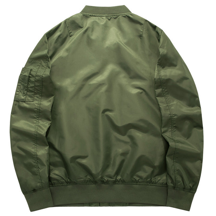 Men's Modern Nylon Bomber Jacket with Contrasting Lining, Sleeve Zipper Pocket and Ribbed Cuffs Mune Fashion