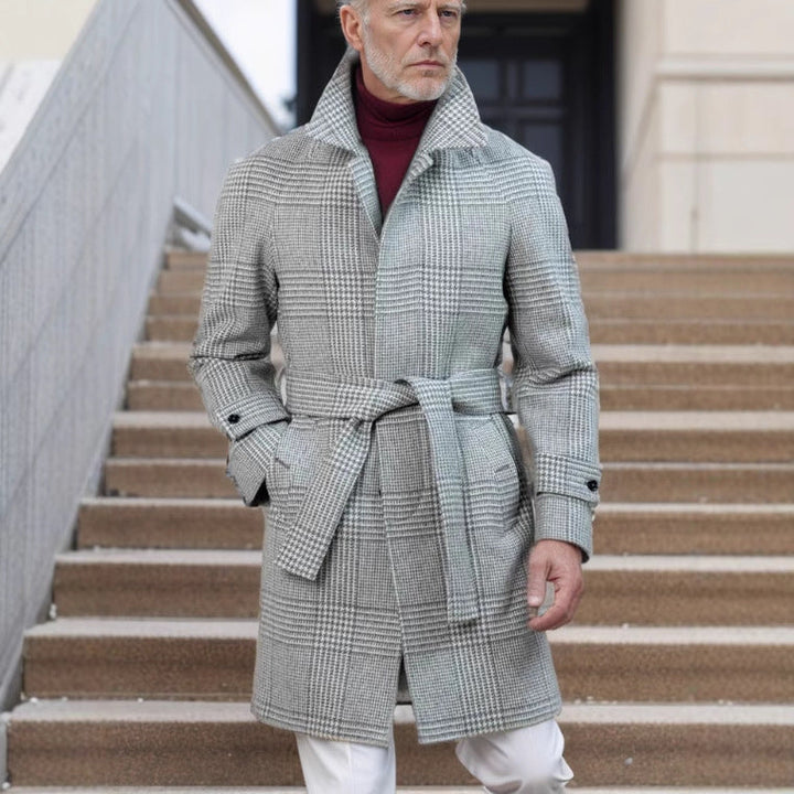 Men's Classic Checked Wool Coat Mune