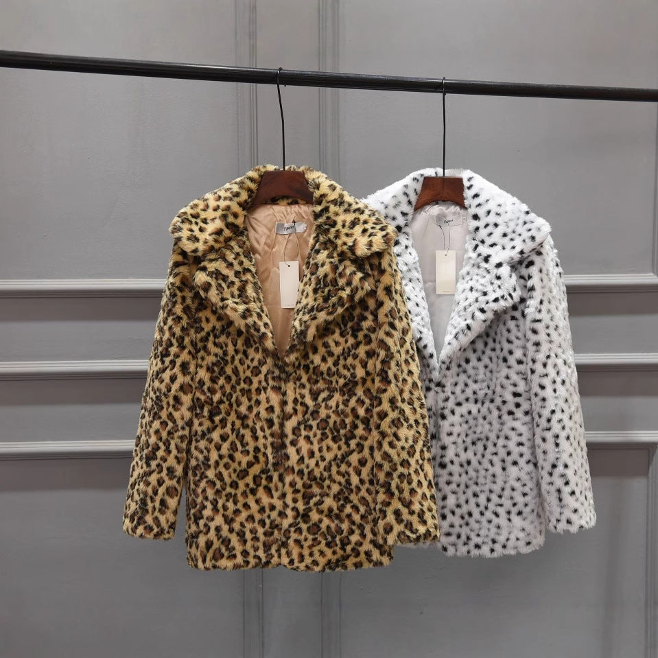 Ladies Luxury Faux Fur Jacket In Leopard Print Mune