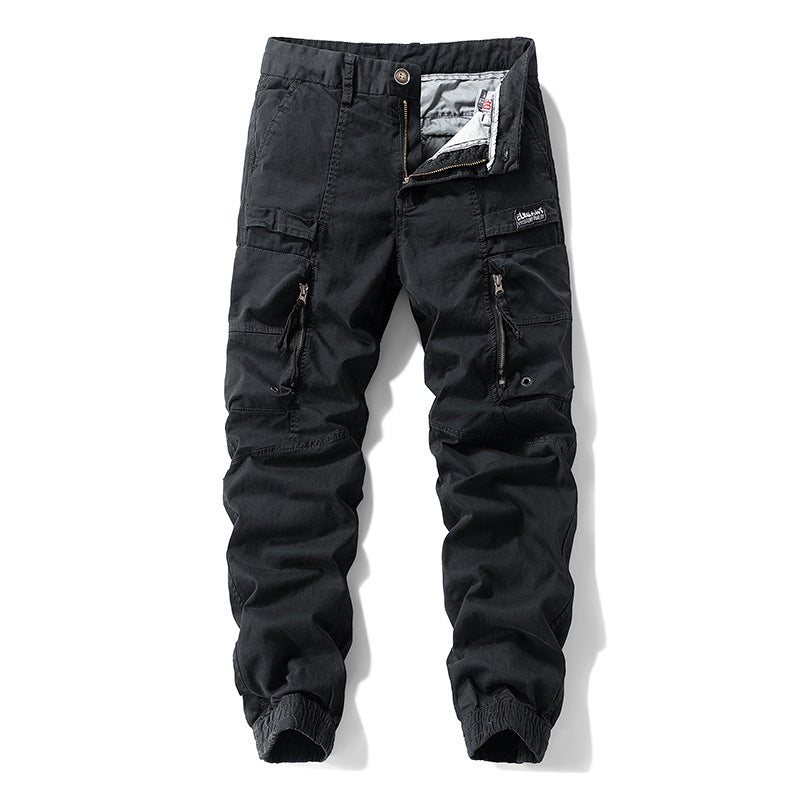Men's Durable Canvas Cargo Pants in Tactical Look with Knee Panels, Multiple Pockets and Elastic Ankle Cuff Mune Fashion