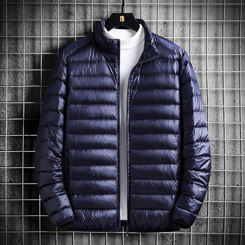 Men's Lightweight Quilted Insulated Padded Jacket with Stand-Up Collar and Pack Function Mune Fashion