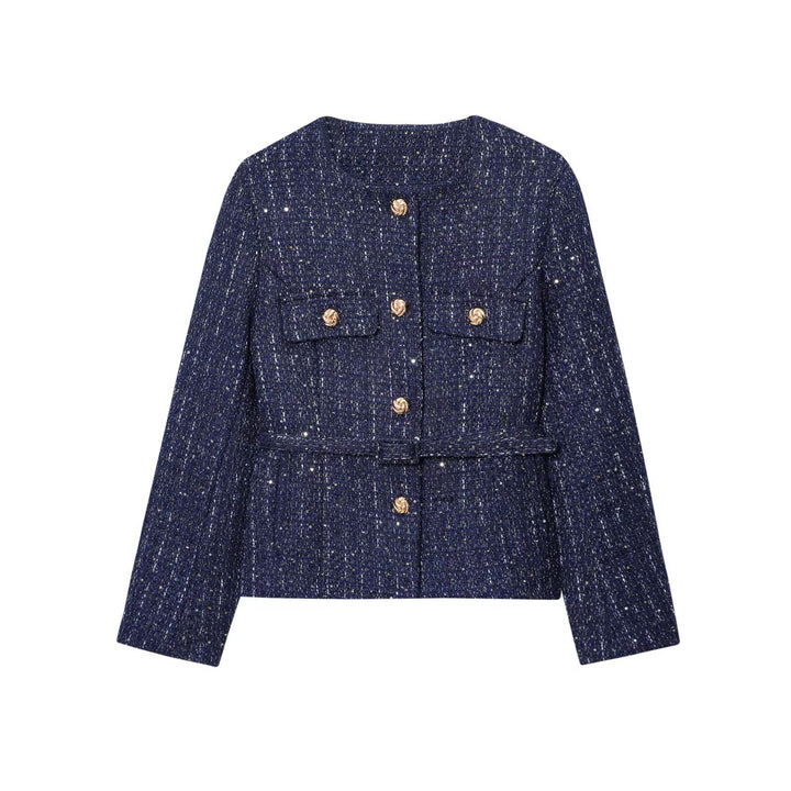 Women's Stylish Short Jacket with Gold Buttons