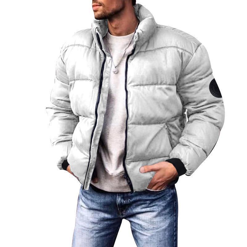 Men's Short Thermal Quilted Jacket with Body Panels, High Stand-up Collar and Elastic Cuffs Mune Fashion