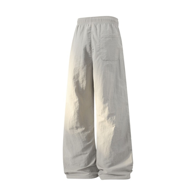 Women's Wide Baggy Linen Look Pants with Drawstring, Perforated Inserts & Relaxed Silhouette Mune Fashion