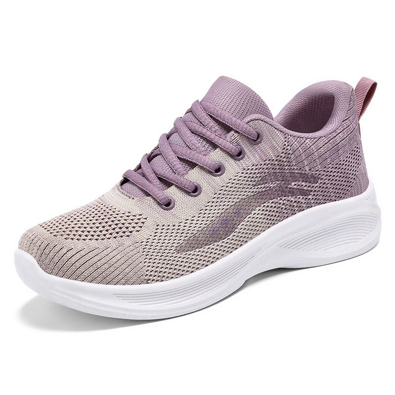 Ladies' knitted lightweight sports sneakers with sock-like shaft, elastic lacing, and cushioning EVA midsole Mune Fashion