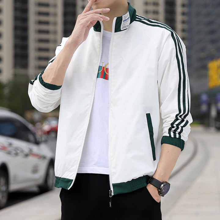 Men's Sporty Windbreaker with High Collar Mune Fashion