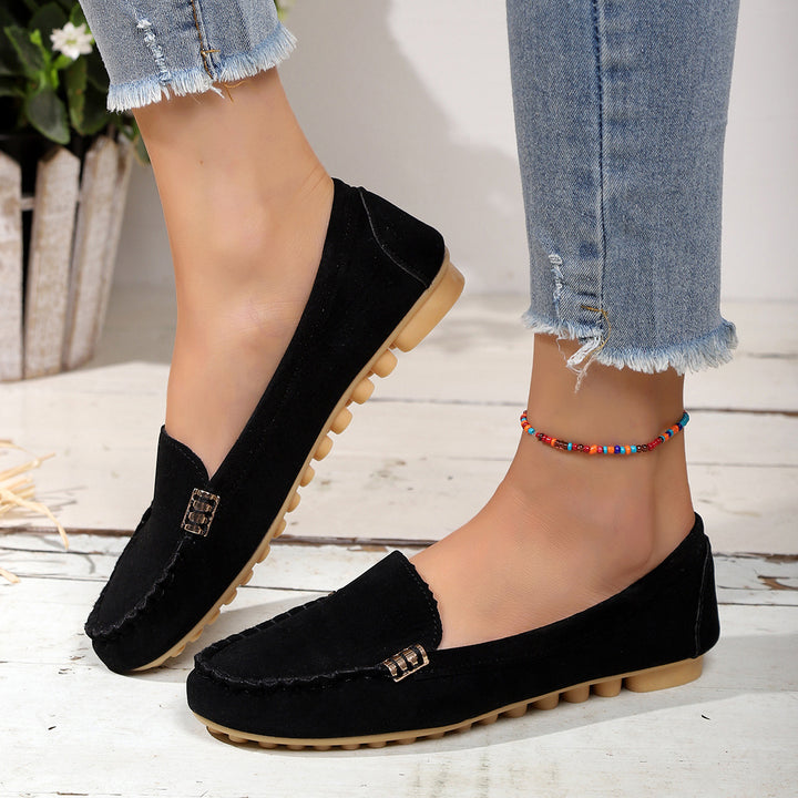 Women's Comfortable Moccasins made of Microfiber with Non-Slip Nubby Sole Mune Fashion