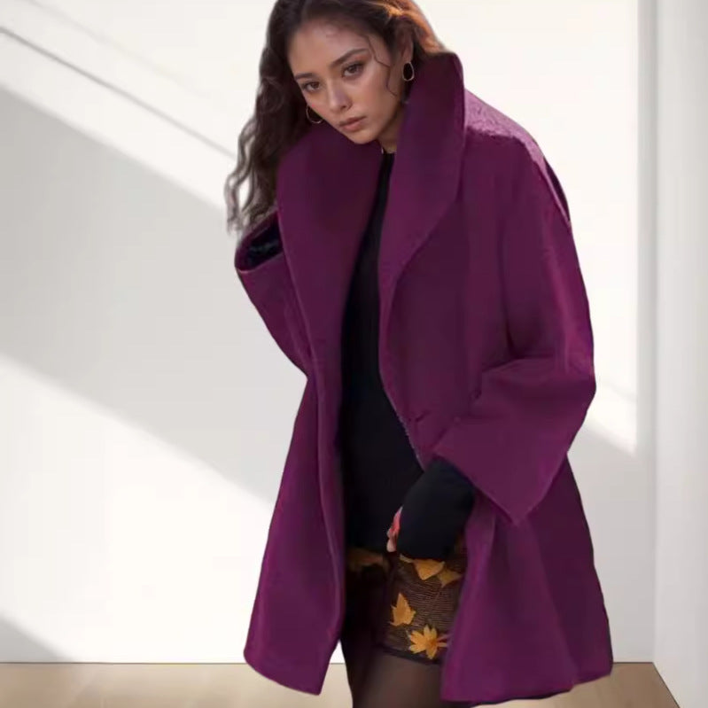 Women's Hooded Teddy Coat in Oversized A-Line Cut with Dropped Shoulders Mune Fashion