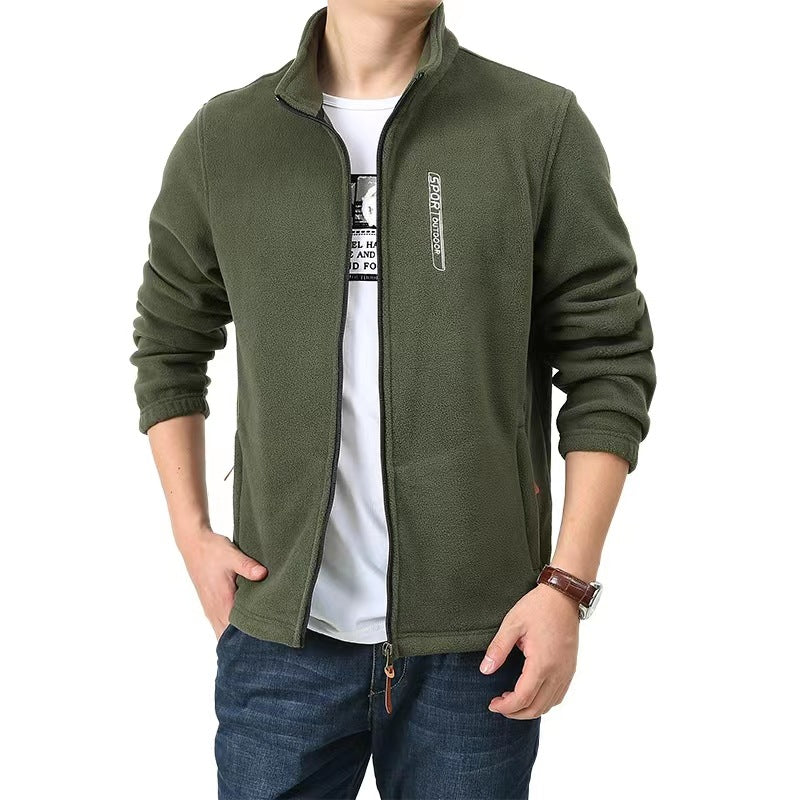Men's fleece jacket with full zip, stand-up collar and side pockets Mune Fashion