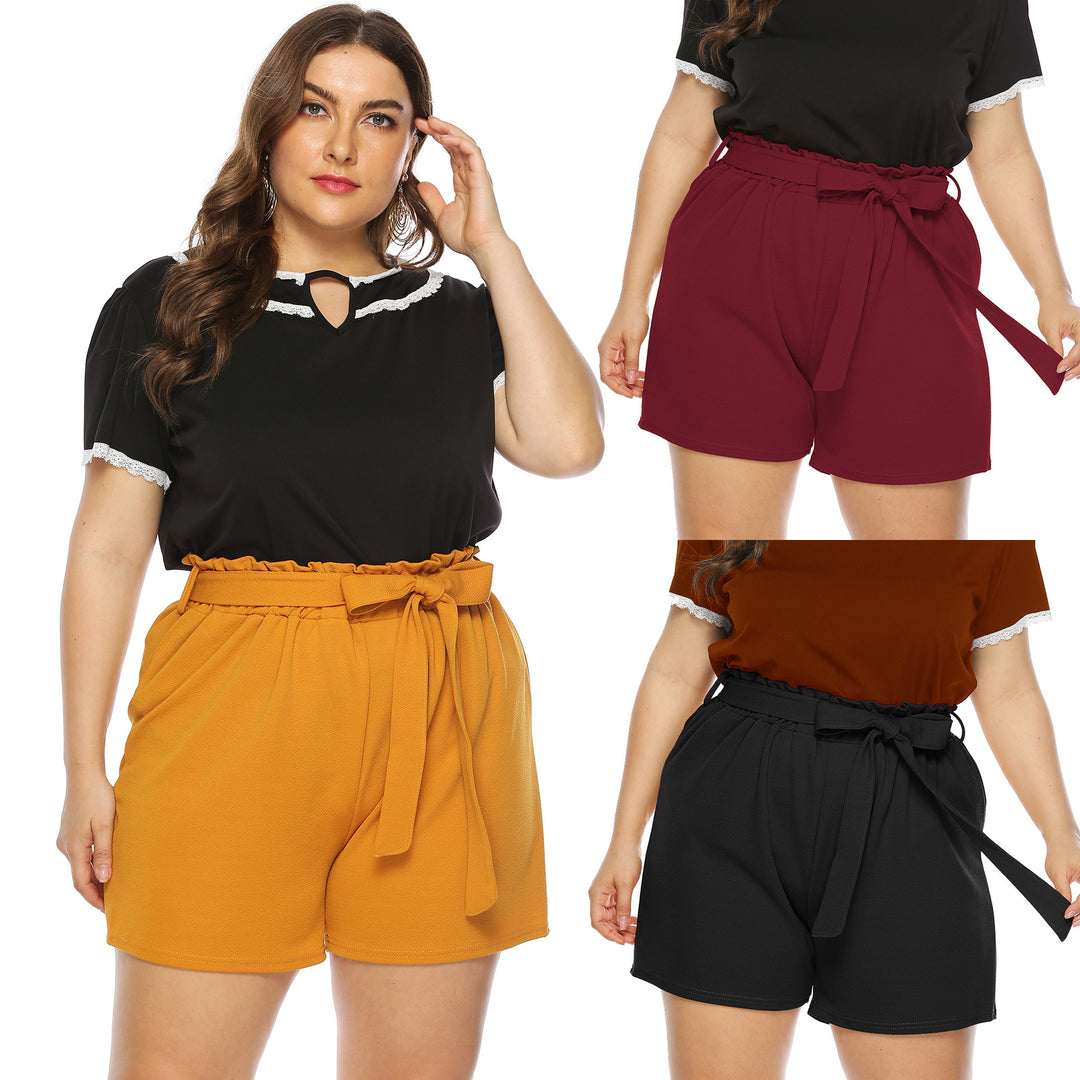 Women's fashionable top with ruffled sleeves and elegant shorts Mune Fashion