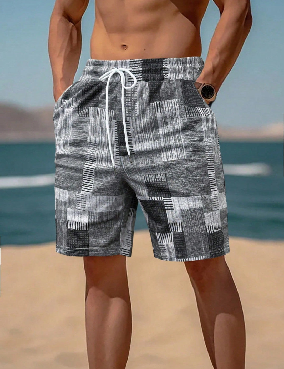 Men's stylish swim shorts with modern graphic pattern Mune Fashion