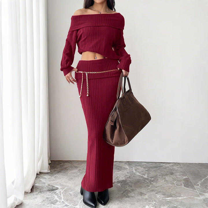 Women Elegant Knit Dress Set Mune Fashion
