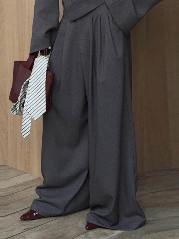 Women Oversized Blazer Set with Tailored Peplum and Pleated Midi Skirt Mune Fashion