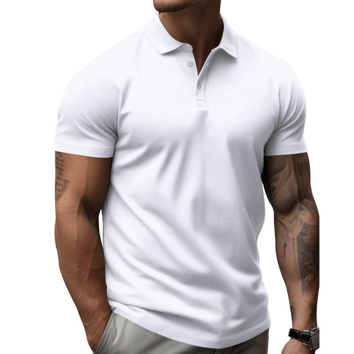 Men's athletic fitted pique polo shirt short-sleeved with hidden button placket Mune Fashion