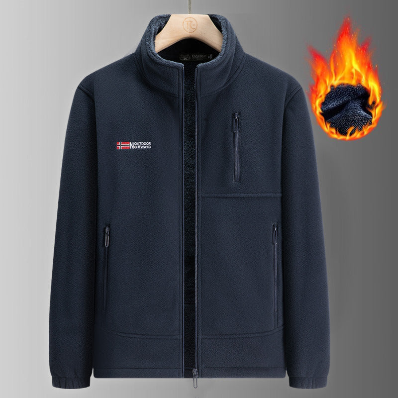 Men's Thermo Fleece Jacket with Sherpa Lining, Stand-Up Collar and Zipper Pockets Mune Fashion