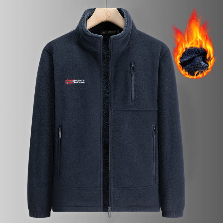 Men's Thermo Fleece Jacket with Sherpa Lining, Stand-Up Collar and Zipper Pockets Mune Fashion