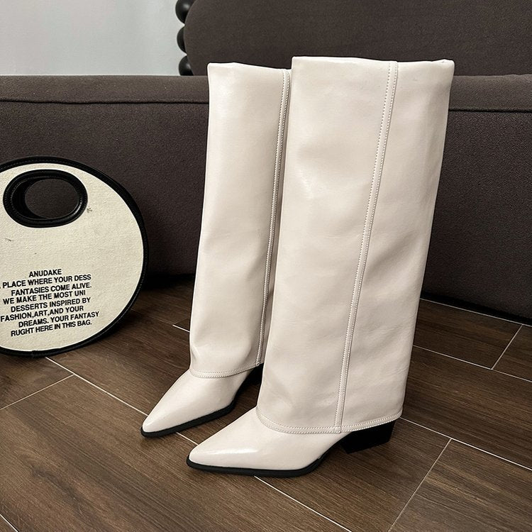 Ladies Elegant and Chic Boots with Block Heel Mune Fashion