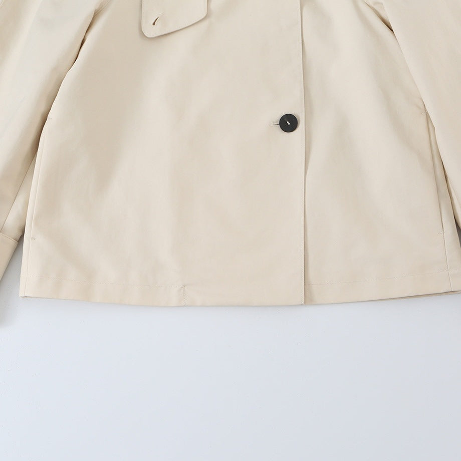 Women's short-cut trench jacket with asymmetric button placket and shirt collar Mune Fashion