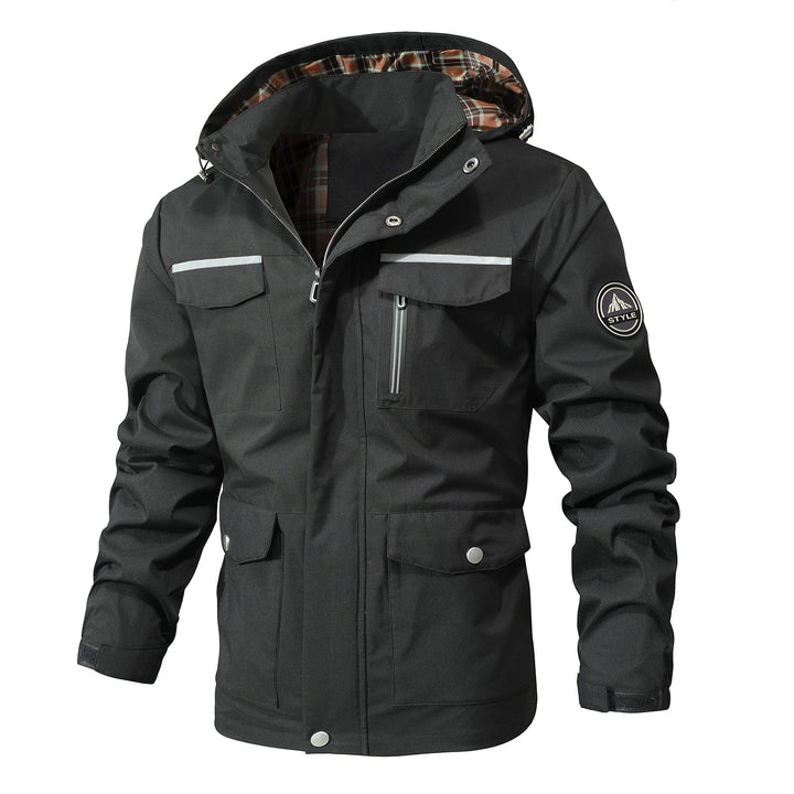 Men's Waterproof Functional Parka with Hood, Multiple Pockets and Checked Lining Mune Fashion