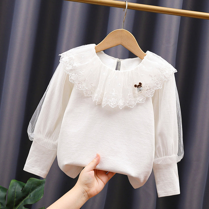 Girl's blouse with voluminous tulle collar Mune Fashion