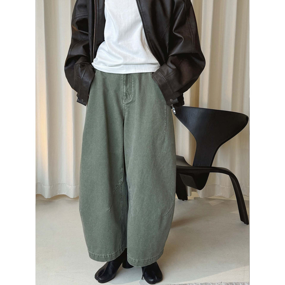 Women's wide high-waisted culotte pants made of cotton twill with large patch pockets Mune Fashion