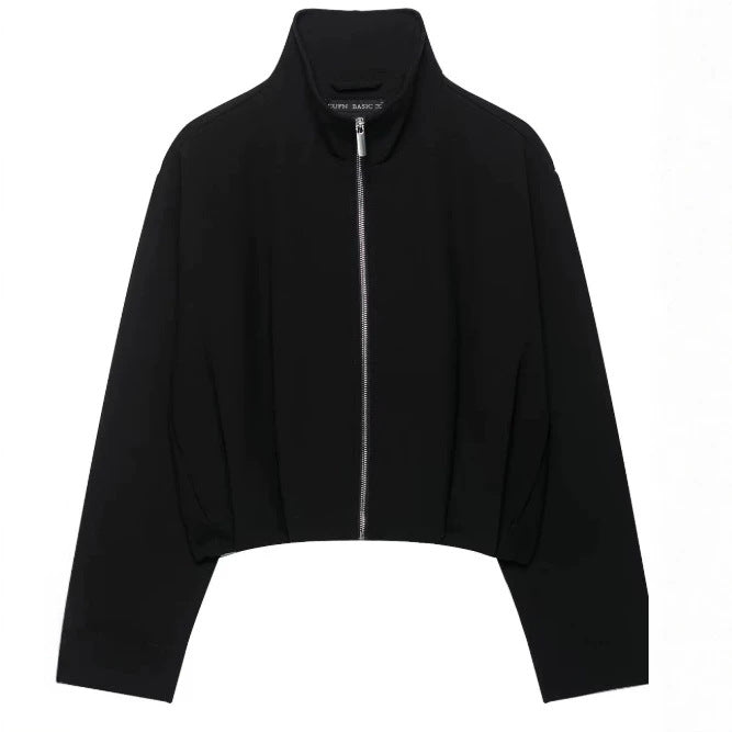 Women’s short-cut boxy blouson with high stand-up collar and dropped shoulders Mune Fashion