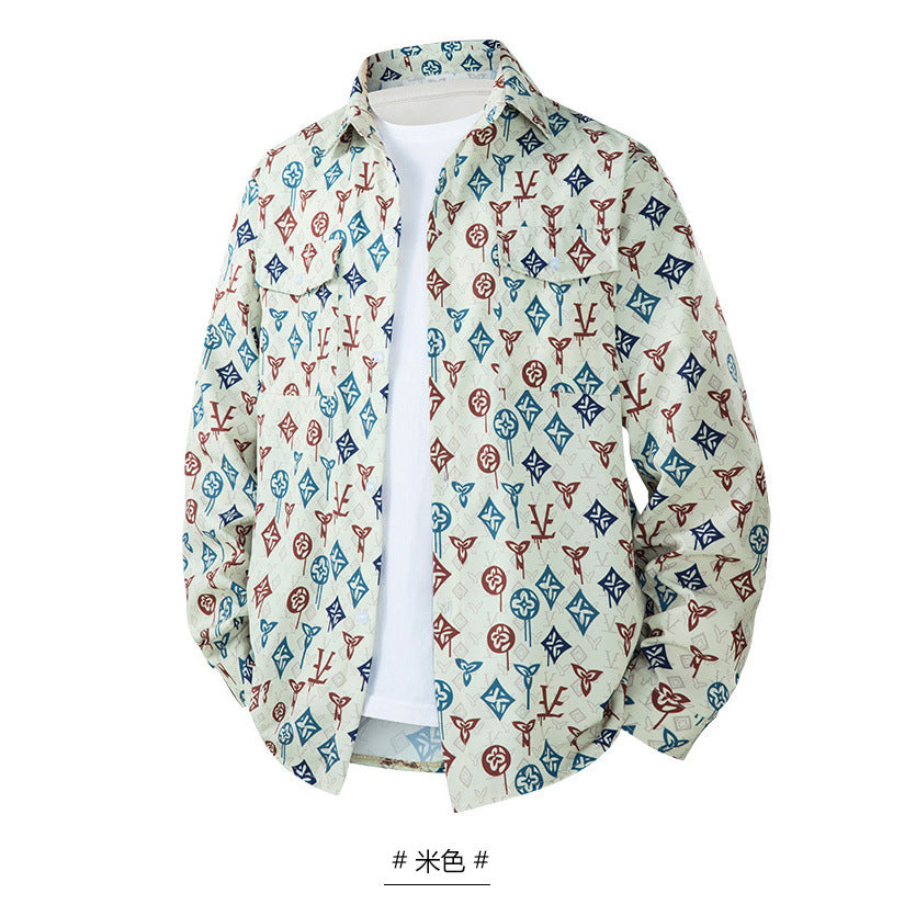 Men's Casual Short Sleeve Shirt with Colorful Pattern Mune Fashion