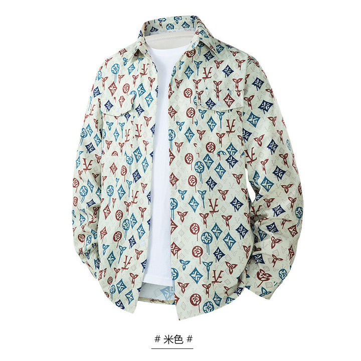 Men's Casual Short Sleeve Shirt with Colorful Pattern Mune Fashion