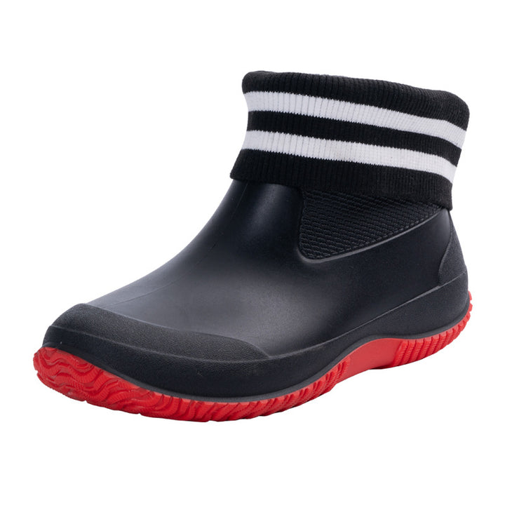 Men's Short Waterproof Rubber Boot with Non-Slip Profile Sole Mune Fashion