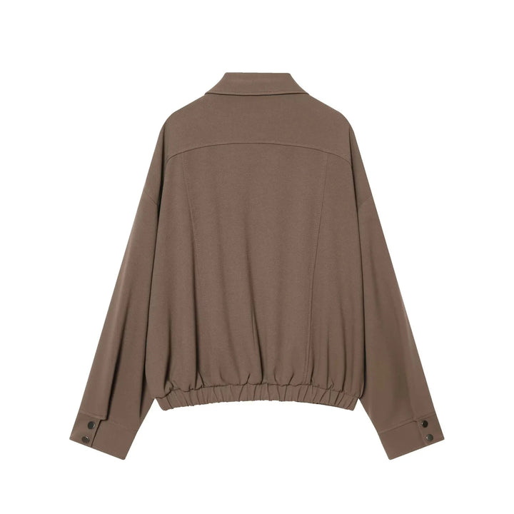 Women's oversized sweatshirt with shirt collar, snap button front and waist drawstring Mune Fashion