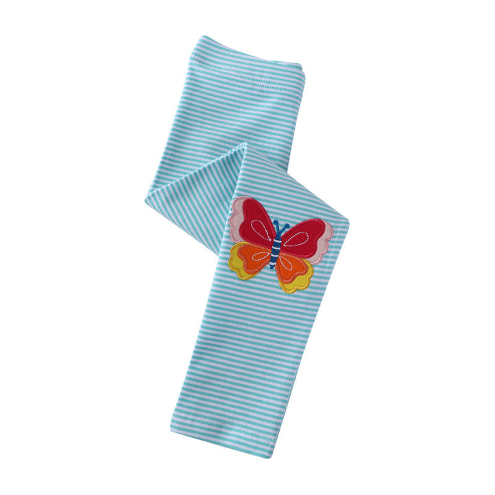 Girls leggings with colorful butterfly and flower appliqués Mune Fashion