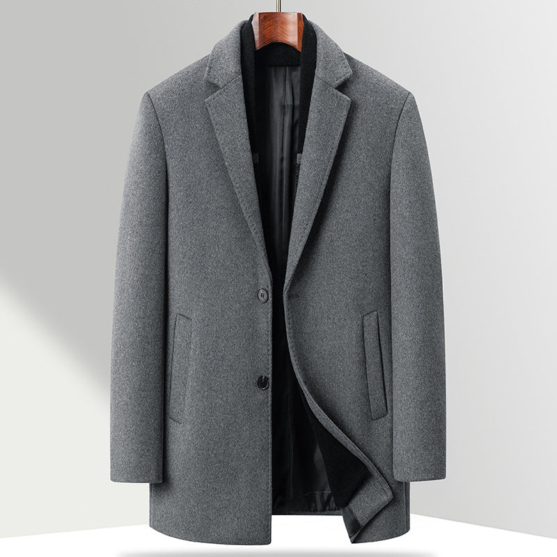 Men's Business Short Coat made of Premium Wool Blend with Notched Lapel and Side Piped Pockets Mune Fashion