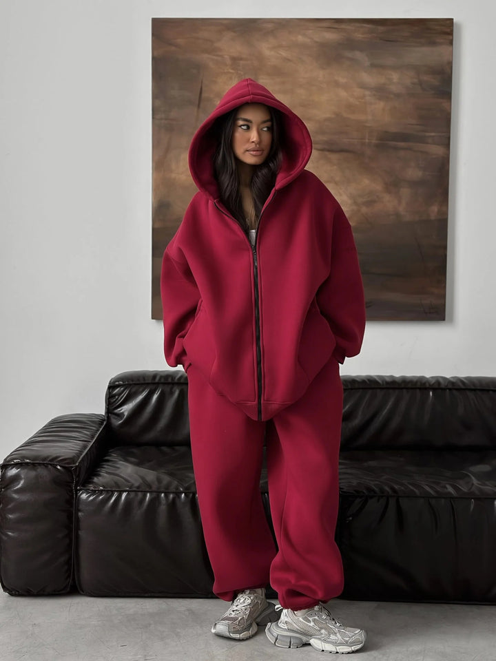 Women's Oversize Hoodie Jacket with Concealed Zipper and Comfortable Scuba Look Mune Fashion